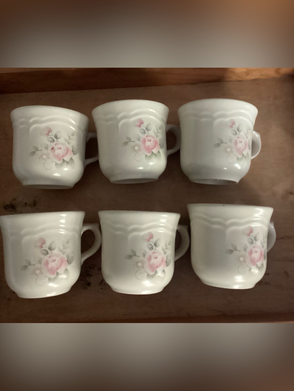 Pfaltzgraff Retired Tea Rose Pattern Set of Six Coffee Tea Cups